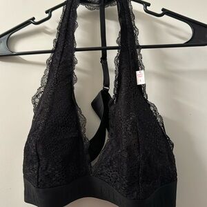 Black lace halter bralette